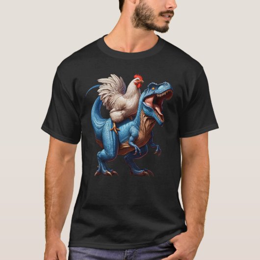 Hühnerriding Dinosaurier Farm Lover für Jungen Män T-Shirt (Vorderseite)