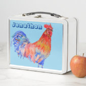 Hühnerrooster Aquarellkids Name Lunch Box (Beispiel)