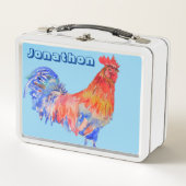Hühnerrooster Aquarellkids Name Lunch Box (Vorderseite)