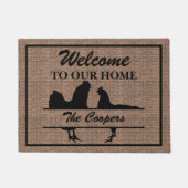 Hühnerrooster-Family-Split Monogram-Burlap Fußmatte (Vorderseite)