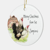 Hühnerrooster Hen Farm Tierische Aquarellkunst Keramik Ornament (Links)