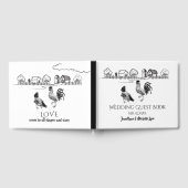 Hühnerrooster, Henne | Schwarze, weiße Bauernhochz Gästebuch (Voll)