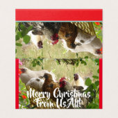 Hühnerroster fröhlich von uns alle Weihnachtskarte (Außenseite Aufgefaltet)