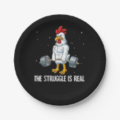 Hühnerschwingengewicht Training Der Kampf ist real Pappteller (Vorderseite)