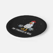 Hühnerschwingengewicht Training Der Kampf ist real Pappteller (Schrägansicht)