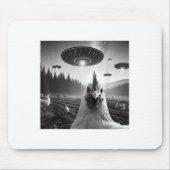 Hühnerselfie mit Alien Ufo T-Shirt Funny Gaben Män Mousepad (Vorne)