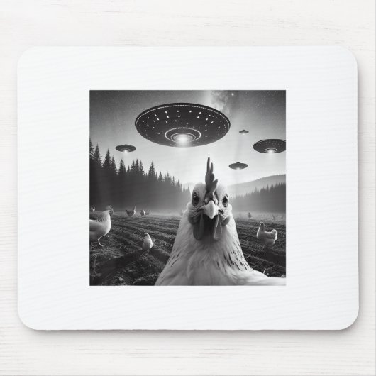 Hühnerselfie mit Alien Ufo T-Shirt Funny Gaben Män Mousepad (Vorne)