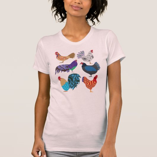 Hühnersorte farbenfrohe Vögel T-Shirt (Vorderseite)