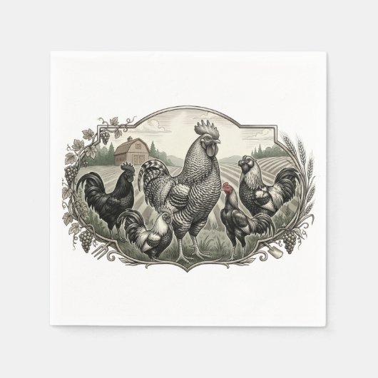 Hühnerstall auf dem Bauernhof Serviette (Vorderseite)