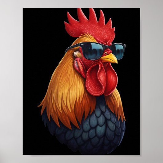 Hühnerstall Chef Hahn Mit Sonnenbrille Poster (Vorne)