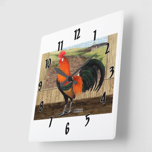 Hühnerstall-Held Quadratische Wanduhr (Winkel)