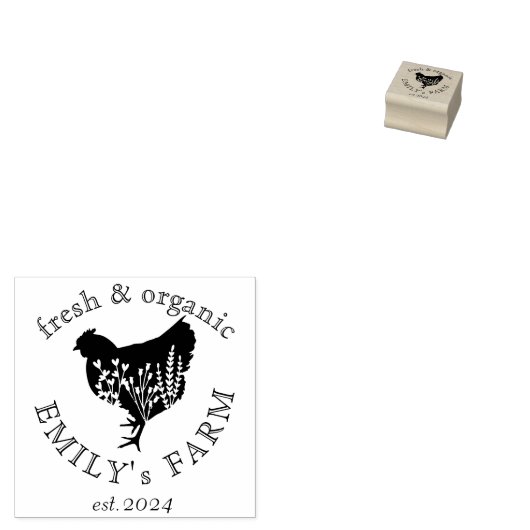 Hühnerstall personalisierter Name Gummistempel (Stempel)