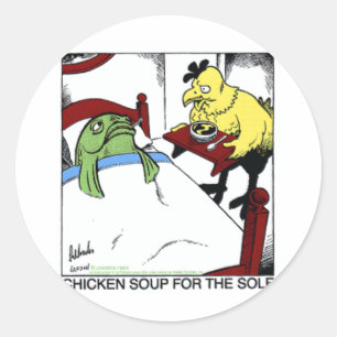 Hühnersuppe 4 Seezunge Gewürzter Fisch/Hühnchen Ge Runder Aufkleber