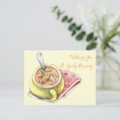 Hühnersuppe mit Nudeln Postkarte (Stehend Vorderseite)