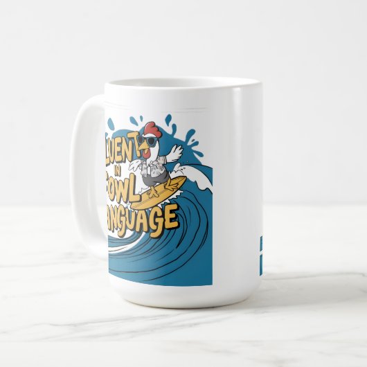 HühnerSurfer lernen fließend in der Sprache der Ge Kaffeetasse (Vorderseite Links)