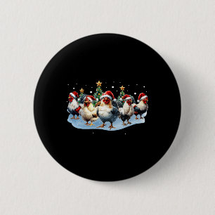 Hühnertrupp-Farm-Weihnachtslichter Santa-Hut Lusti Button