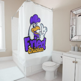 Hühnertypografie Duschvorhang