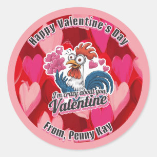 HühnerValentinsticker Runder Aufkleber