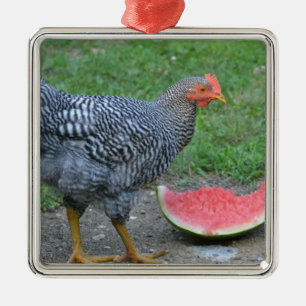 Hühnerverzierung Silbernes Ornament