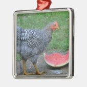 Hühnerverzierung Silbernes Ornament (Links)