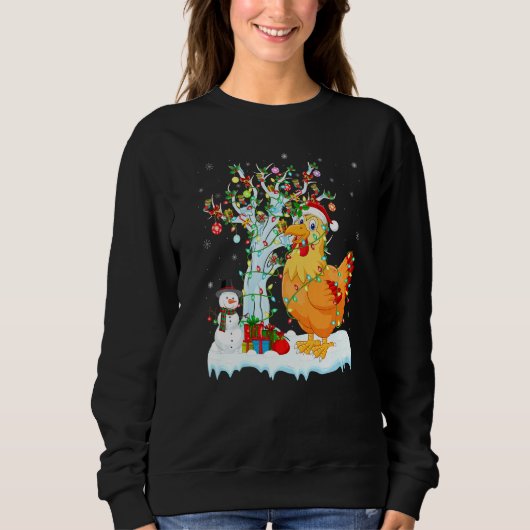 Hühnervögel Xmas Tree Lighting Weihnachtsmannmütze Sweatshirt (Vorderseite)