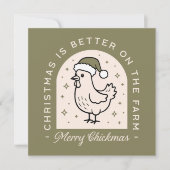 Hühnerweihnachtsbauernhof mit Kerngrün Feiertagskarte (Vorderseite)