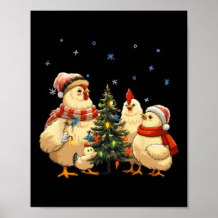 Hühnerweihscheinleuchten Bauernhof Funny Xmas Poster