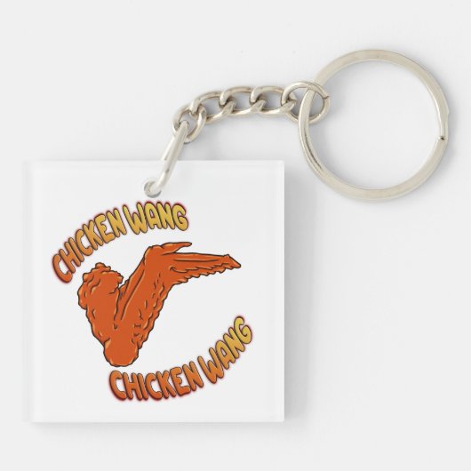 Hühnerwing Akryllischer Schlüsselanhänger (Rückseite)