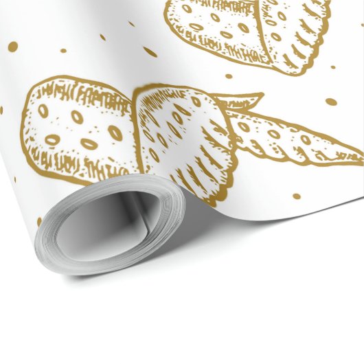 Hühnerwings auf Polka Dot Hintergrund Geschenkpapier (Rolleneckpunkt)