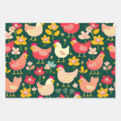 Hühnerwrapping Paper Set Efforeless Gift Wrappin Geschenkpapier Set (Vorderseite 3)