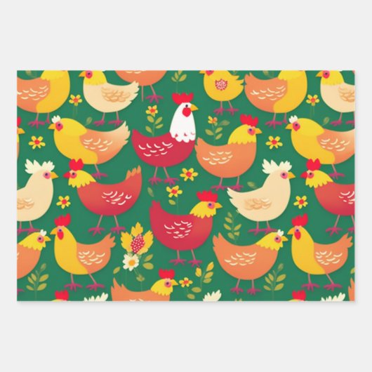 Hühnerwrapping Paper Set Efforeless Gift Wrappin Geschenkpapier Set (Vorderseite 2)