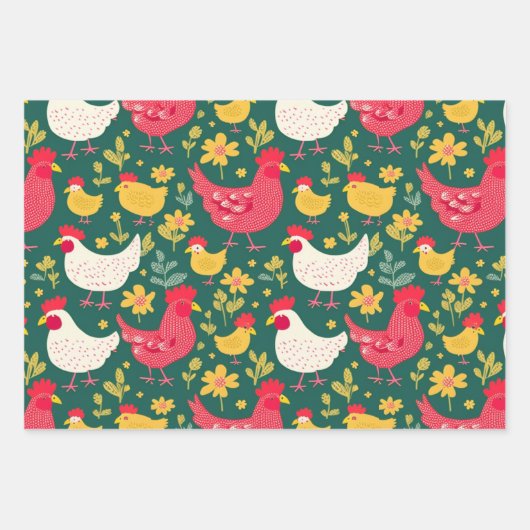 Hühnerwrapping Paper Set Efforeless Gift Wrappin Geschenkpapier Set (Vorderseite)