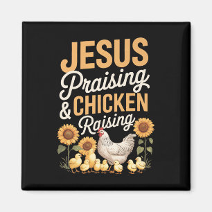 Hühnerzucht und Jesus loben Christliche Farme Magnet