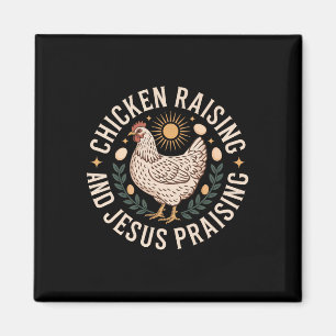 Hühnerzucht und Jesus loben die Funny Farm Chri Magnet