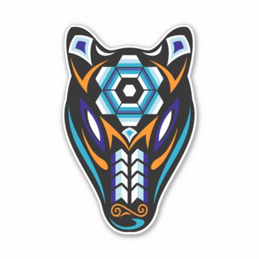 Huichol Bear Mask Aufkleber (Vorderseite)