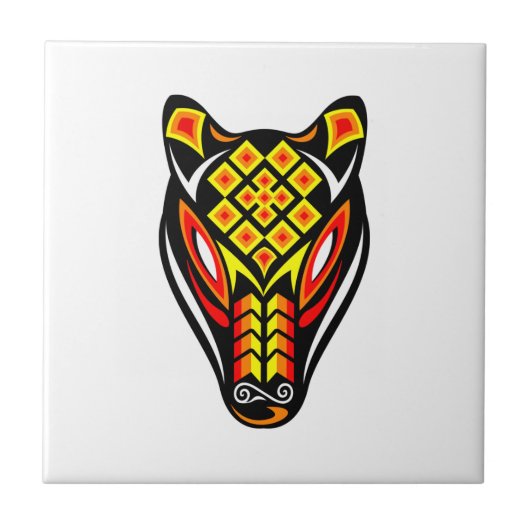 Huichol Bear Mask Fliese (Vorderseite)