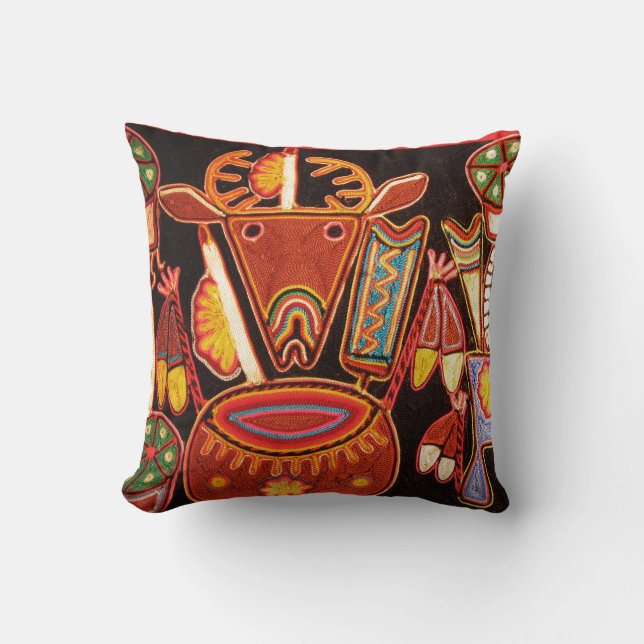 Huichol Bull Throw Pillow Kissen (Vorderseite)