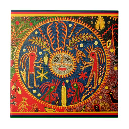 Huichol Fertility Ritual Fliese (Vorderseite)