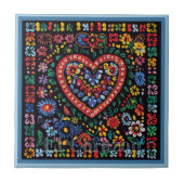 Huichol Loteria Keramik Tile: El Corazon Tile Fliese (Vorderseite)