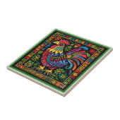 Huichol Loteria Keramik Tile: El Gallo Tile Fliese (Seite)
