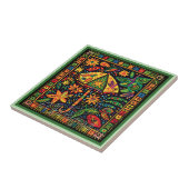 Huichol Loteria Keramik Tile: El Paraguas Tile Fliese (Seite)