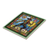 Huichol Loteria Keramik Tile: El Valiente Keramik Fliese (Seite)