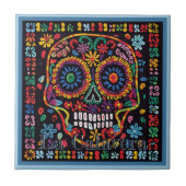Huichol Loteria Keramik Tile: La Calavera Tile Fliese (Vorderseite)