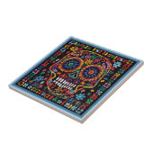 Huichol Loteria Keramik Tile: La Calavera Tile Fliese (Seite)