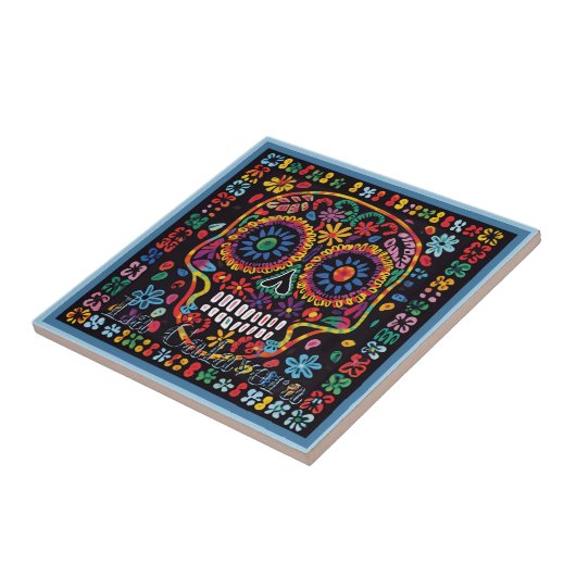 Huichol Loteria Keramik Tile: La Calavera Tile Fliese (Seite)