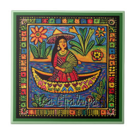 Huichol Loteria Keramik Tile: La Chalupa Keramik T Fliese