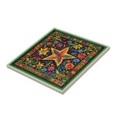 Huichol Loteria Keramik Tile: La Estrella Tile Fliese (Seite)