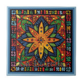 Huichol Loteria Keramik Tile: La Estrella Tile Fliese (Vorderseite)