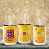 Huichol Mexikanische Kunst Bohemisch farbenfroh Zweifarbige Tasse