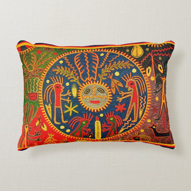 Huichol Shaman Throw Pillow Dekokissen (Vorderseite)